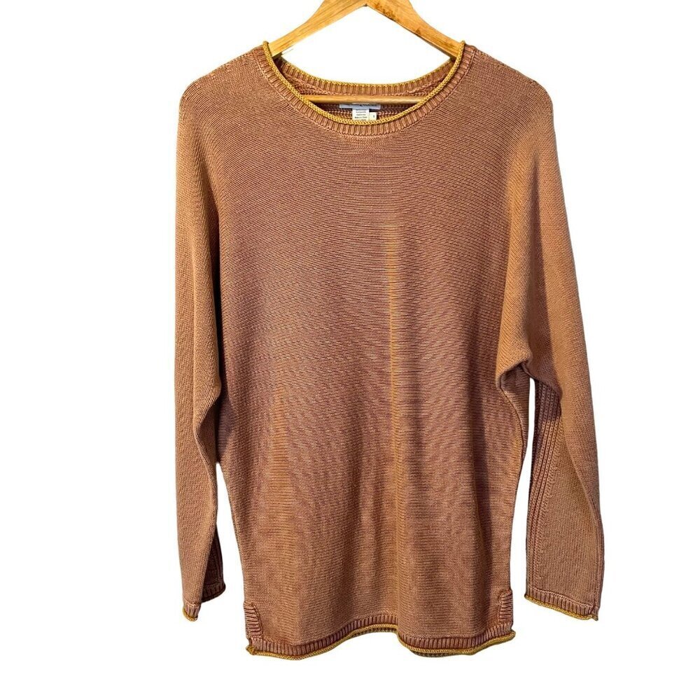 Carbon2Cobalt S Chunky Knit Sweater Brown & Mustard Knit Pullover Cabincore Cozy